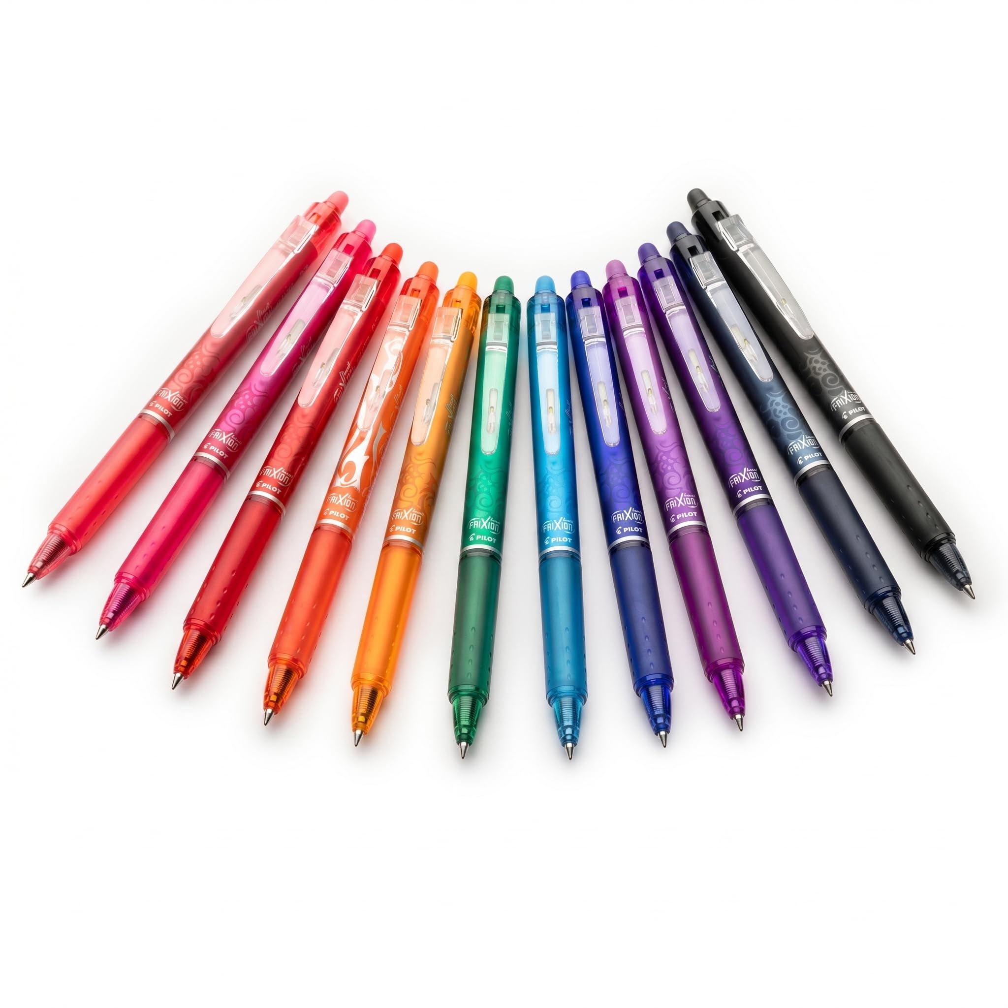 PILOT - Pack de 4 bolígrafos FriXion Ball Clicker 07 - Bolígrafos borrables con tinta termosensible - Bolígrafo roller retráctil y recargable - Negro, azul, rojo y verde - Punta media
