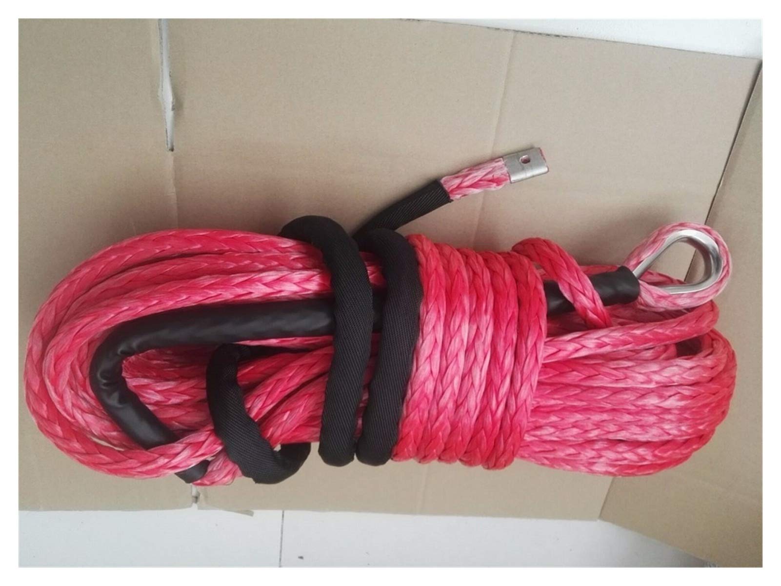 Syntetyczna lina wyciągarki, Red 16mm * 28m Lina Wciągarki Syntetyczna ATV Wciągarka kabel, liny holownicze na teren do pojazdów terenowych 4WD ATV UTV