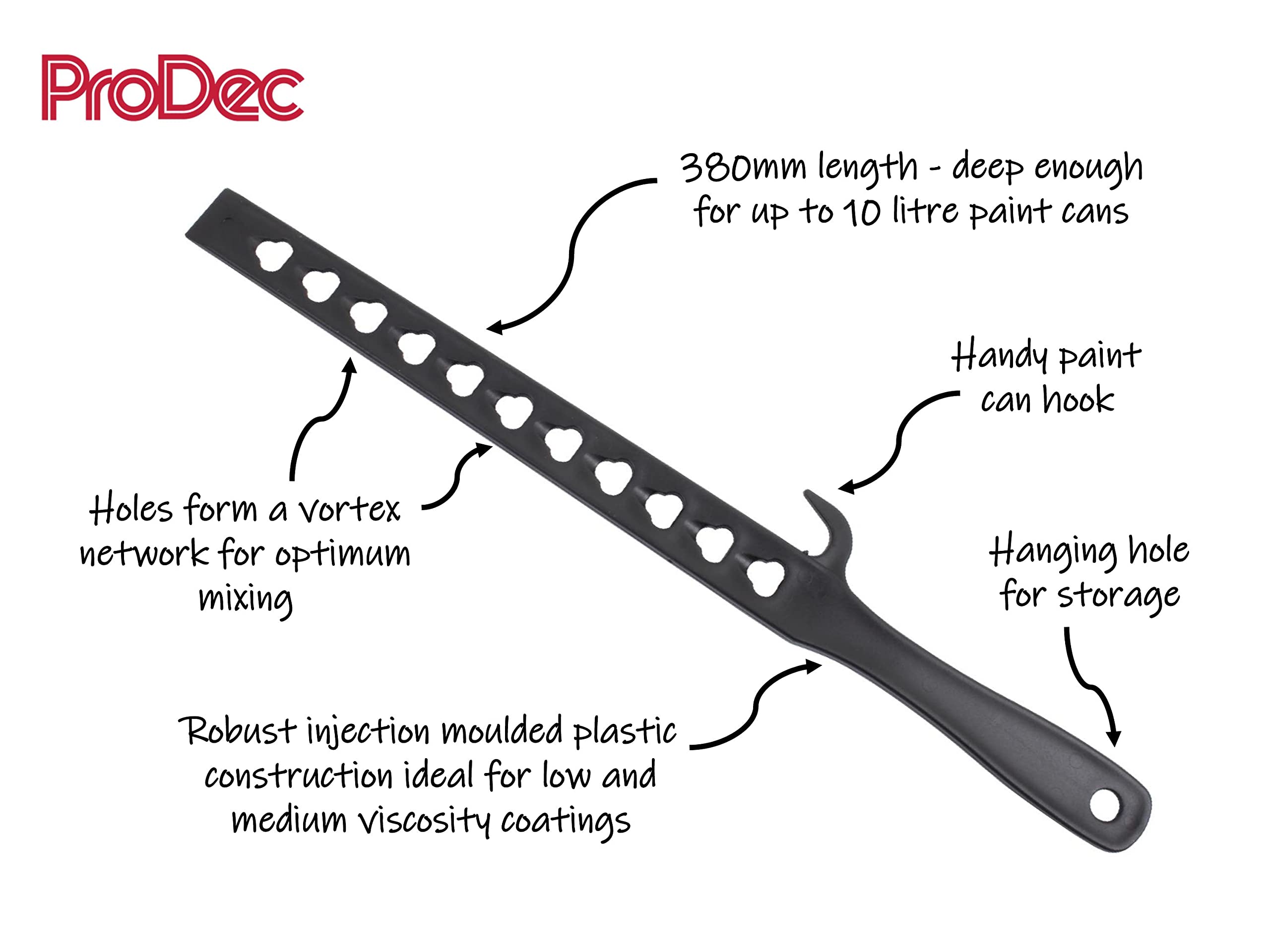 Image secondaire de ProDec Mélangeur plastique 380 mm, pour mélange rapide et efficace des pots de peinture, lasure et autres jusqu’à 10 L, homogéné
