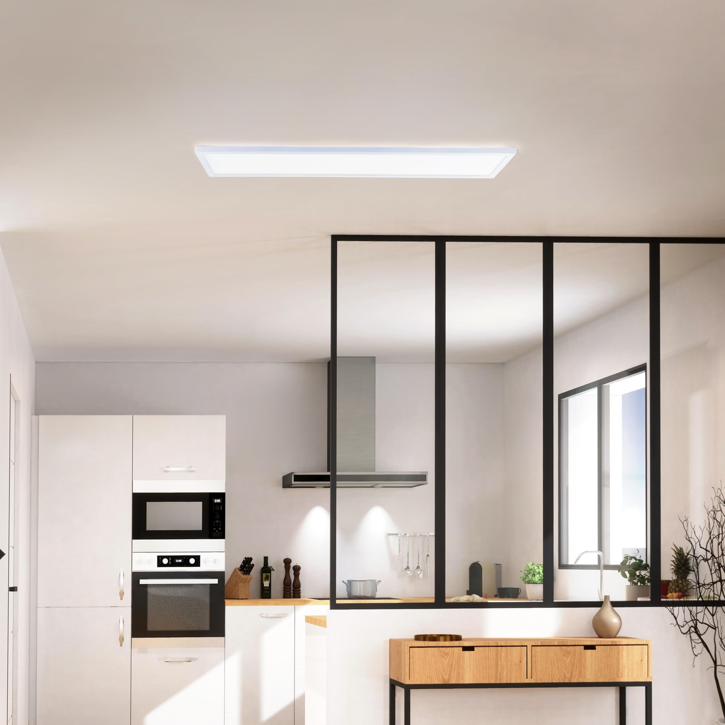 Brilliant Panel LED de superficie Basic | 25 x 96 cm | panel de pared y techo con marco blanco y color de luz blanco neutro (4000 K) | 24 W | 3200 lm | para cualquier habitación | de plástico
