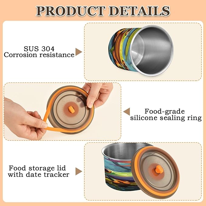 ALAZA Frog Tropical 3d Coffee Canister 17oz con Tapa miniatura 6