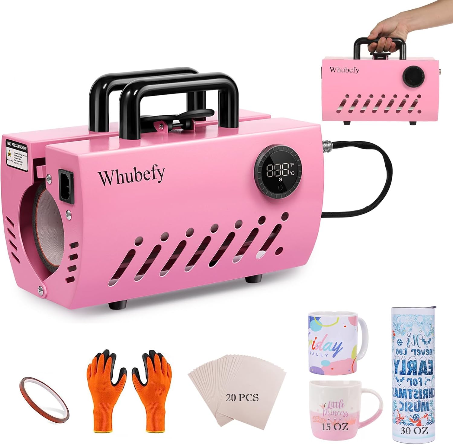 Tumbler Mug Heat Press Machine, Whubefy Portable Mug Press