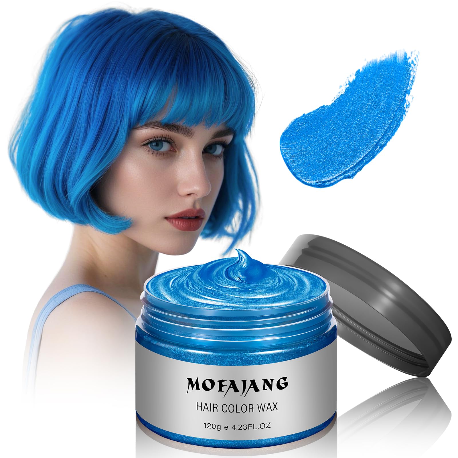 Blue Hair Spray Hair Color Wax 4.23 Ounces, Natural Disposable Hair Wax Color Spray, Kids Women Temporary Hair Color Dye Wax Clays Pomades for