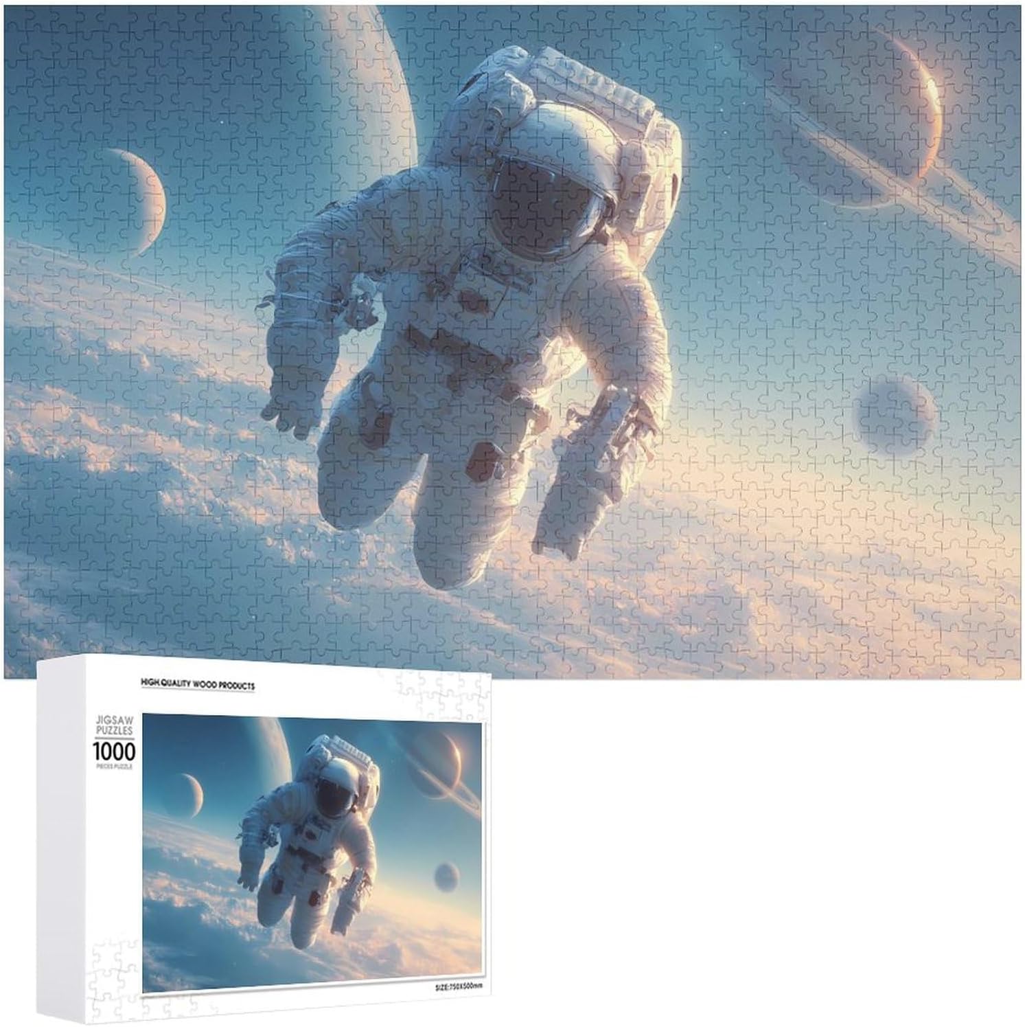 Outerspaces Astronaut Puzzles for Adults 1000 PCS Wooden Jigsaw Puzzle Wall Decor Christmas
