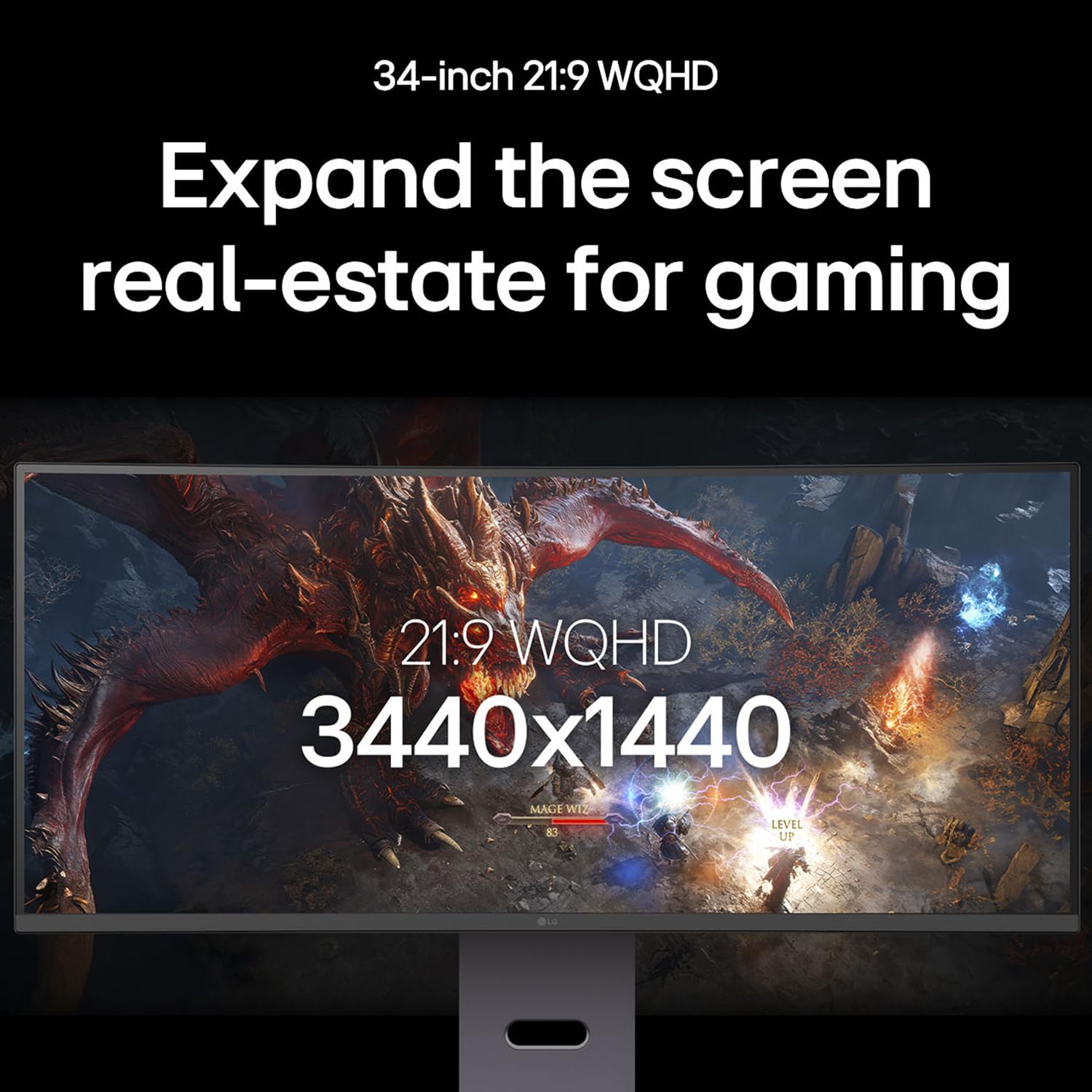 LG 34G600A Smartchoice 86.36cm(34 Inch) Ultragear Curved (1800R) WQHD (3440x1440) Gaming Monitor, 160Hz, 1ms, Speakers, Anti-Glare, AMD FreeSync Premium, DP, HDMI, Tilt/Height/Swivel Adjustment(Black) — Amazon image 6