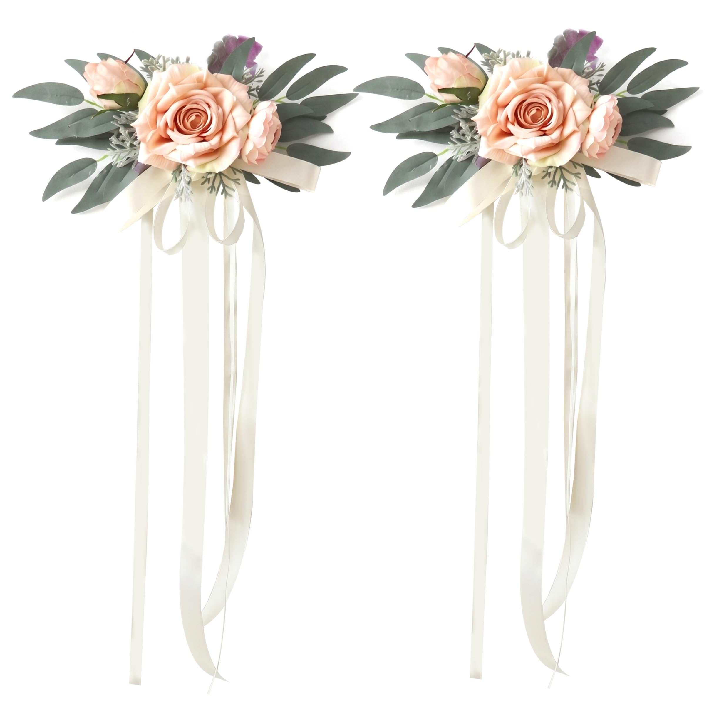 Boda del arco del coche con rosas artificiales y vegetación para decoración de capó nupcial