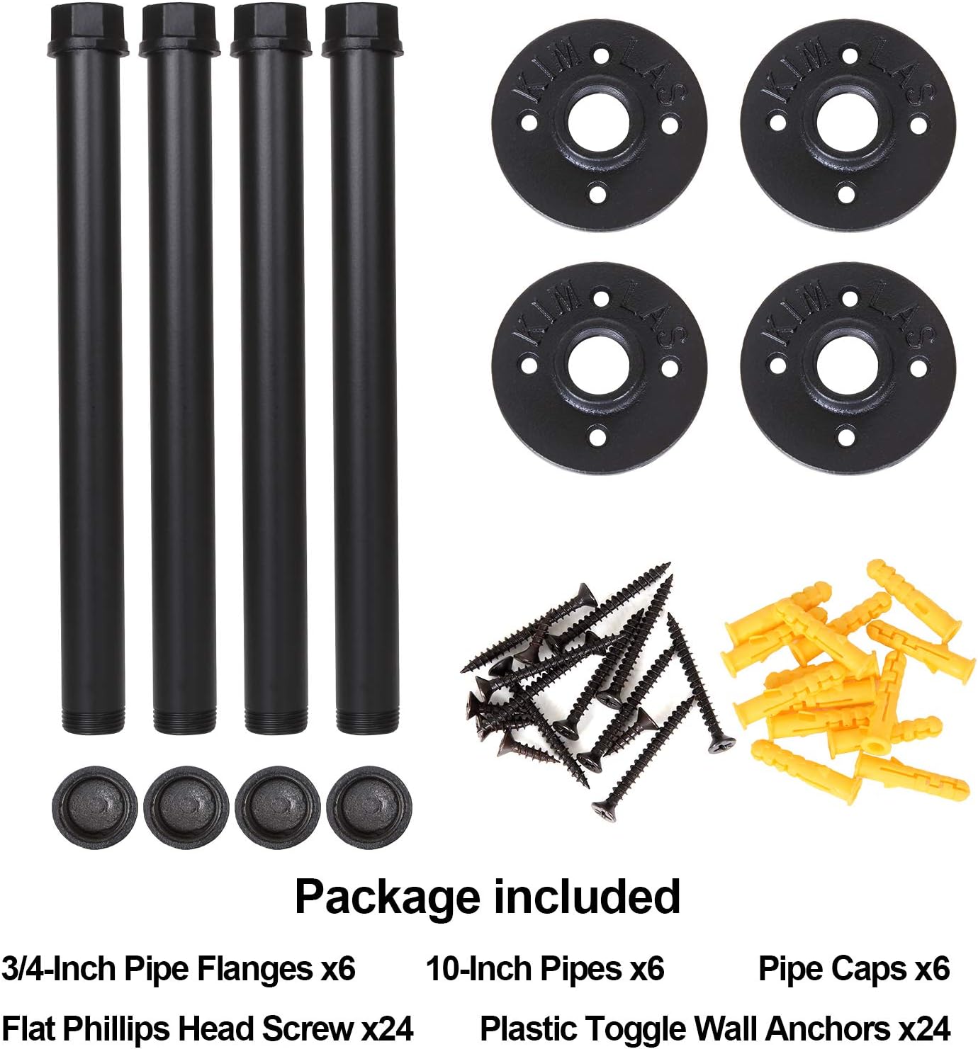 Acrux7 6Pack 10 Inch Wall Mounted Clothing Rack Industrial Pipe Clothes Bar, Heavy Duty Rustic Metal Coat Hanger with Screws, DIY Shelving Brackets Hanging Custom Pipe Brackets for Retail Display
