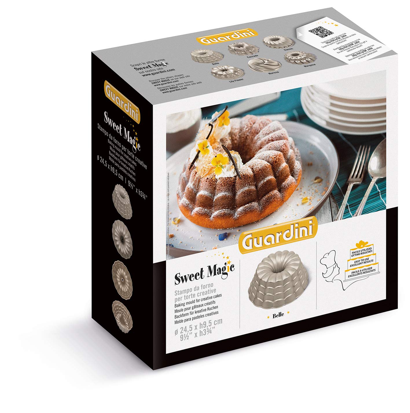 Guardini, Stampo per torte Belle Ø 24,5 cm, Alluminio pressofuso, Champagne e Bronzo, Linea Sweet Magic