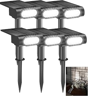 EZVALO Solar Spot Lights Outdoor Waterproof IP67, 3 Lighting Modes Landscape Spotlights, Efficient King-Size LEDs, Solar Powered for Garden Yard Pathway (6Pack, Cool White)