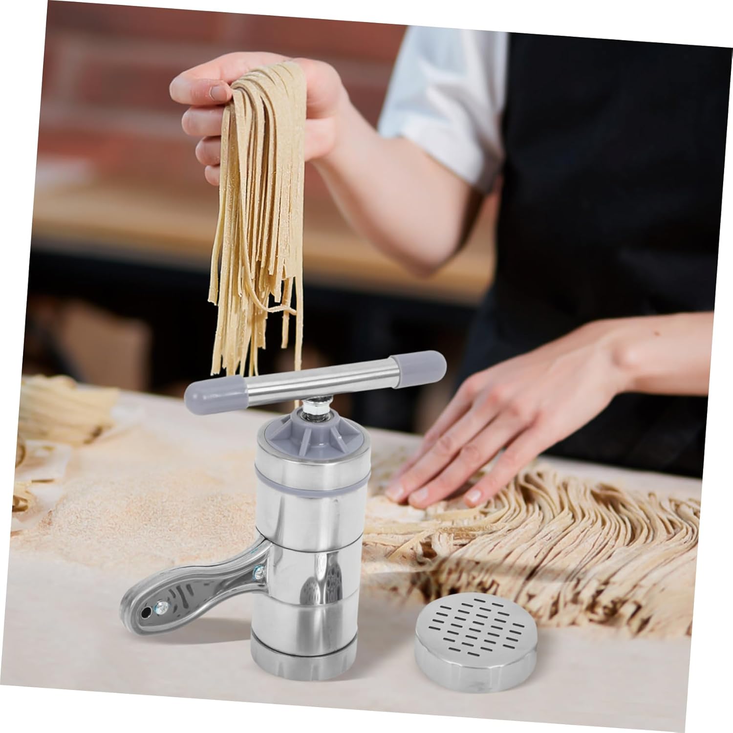 ULTECHNOVO 6pcs Stainless Steel Beekeeping Tool Set Manual Honey Extractor and Noodle Maker Molds for Household Use Versatile Kitchen Equipment for Honey and Fruit Juice Extraction