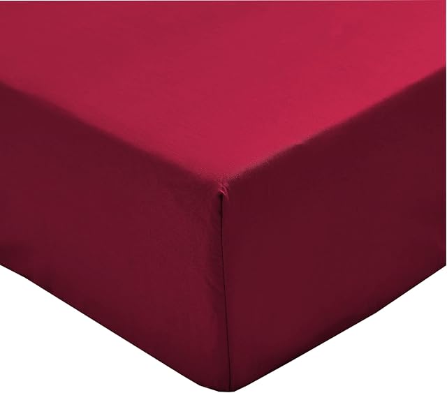 MOHAP 16 inch (40cm) Extra Deep King Size Fitted Sheet Only Bedsheet No Pillowcases Non-Iron Brushed Microfiber Breathable No Colour Fade Red