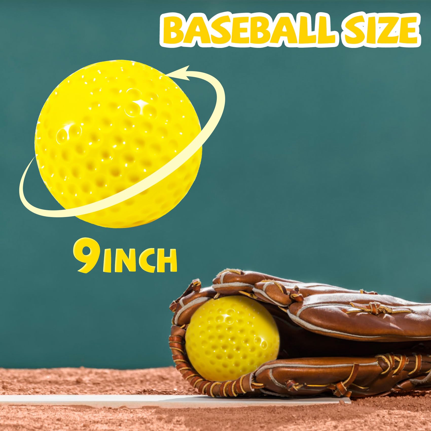 Paquete de 12 pelotas de béisbol con hoyuelos para máquina de lanzamiento, pelotas de práctica para golpear y lanzar, pelotas de béisbol de goma para coordinación ojo-mano