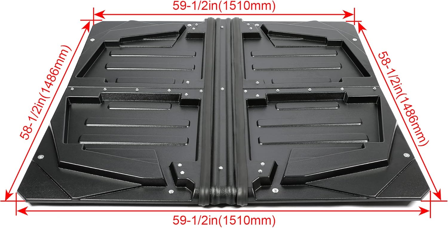 HECASA 4-Piece Hard Roof Top Compatible with 2009-2014 Polaris Ranger Crew 800 with Round Roll Cage Tubing Only Plastic Black