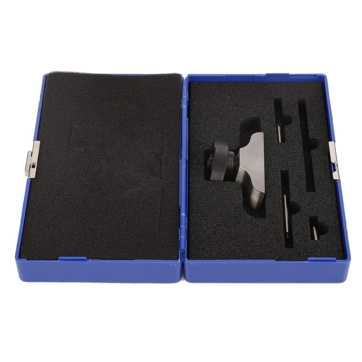 Kadimendium Depth Dial Indicator Base , Stainless Steel Threaded Knob Hardened Depth Gauge Holder Stable Clamping with 3 Extension Rods for Replacement(63x17mm/2 . 5x0 . 7in)