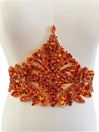 Miniatura 6 de Apliques de encaje hechos a mano con diamantes de imitación para coser en cuentas, parches de lentejuelas, accesorios para vestido, ropa, cintura