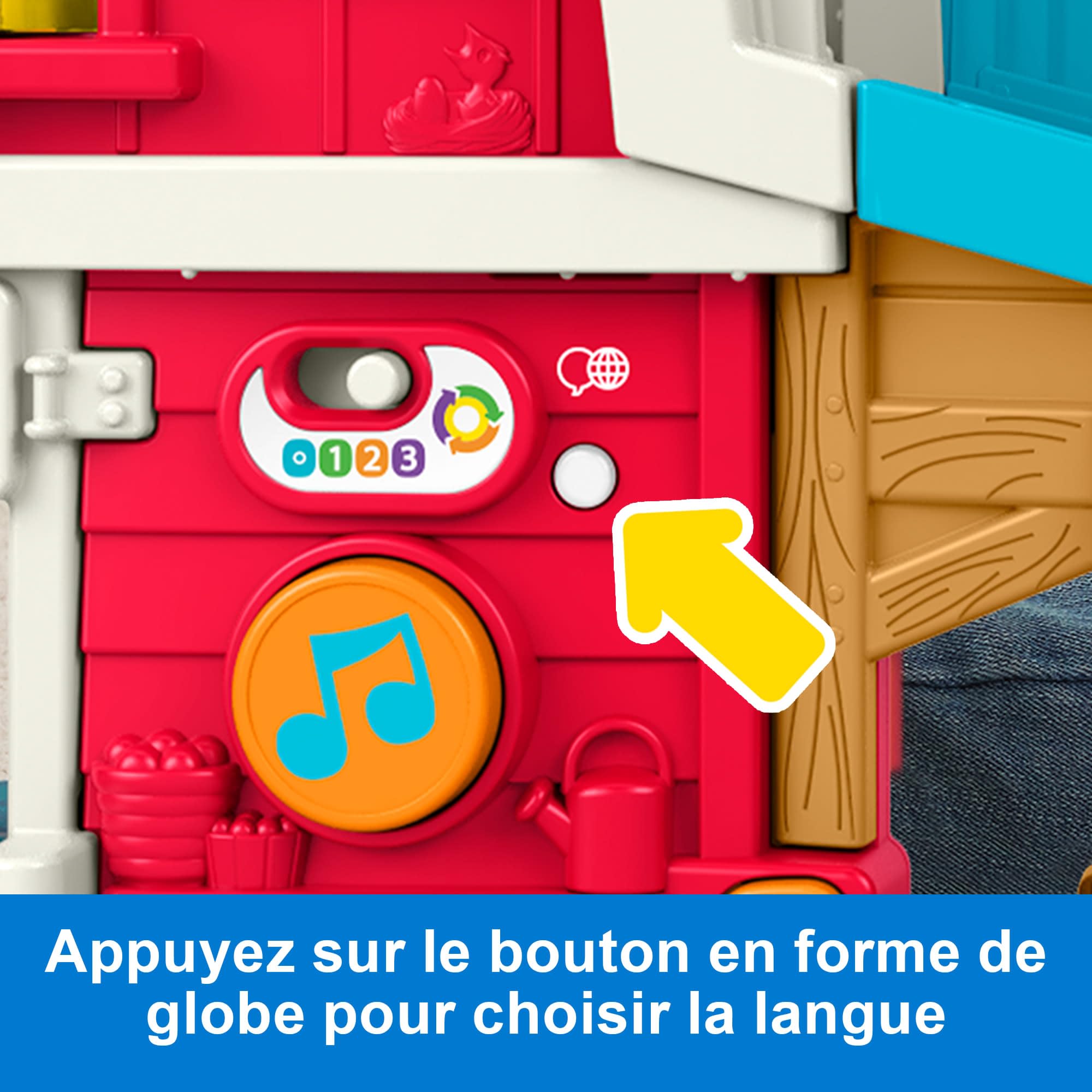 Fisher-Price Little People Ferme Animaux Multilingue | Anglais, français, allemand, italien, néerlandais, Jouet musical, 5 figurines, Contenu Smart Stages, Enfants 1+ ans, JGX08