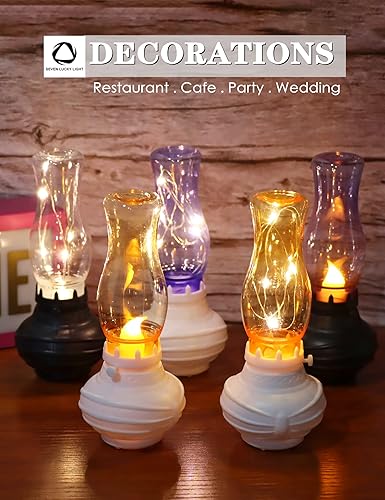Miniatura 3 de SEVEN LUCKY LIGHT Luces de té con batería estilo lámpara de aceite retro, velas de té sin llama para decoraciones de fiesta, decoraciones de boda,