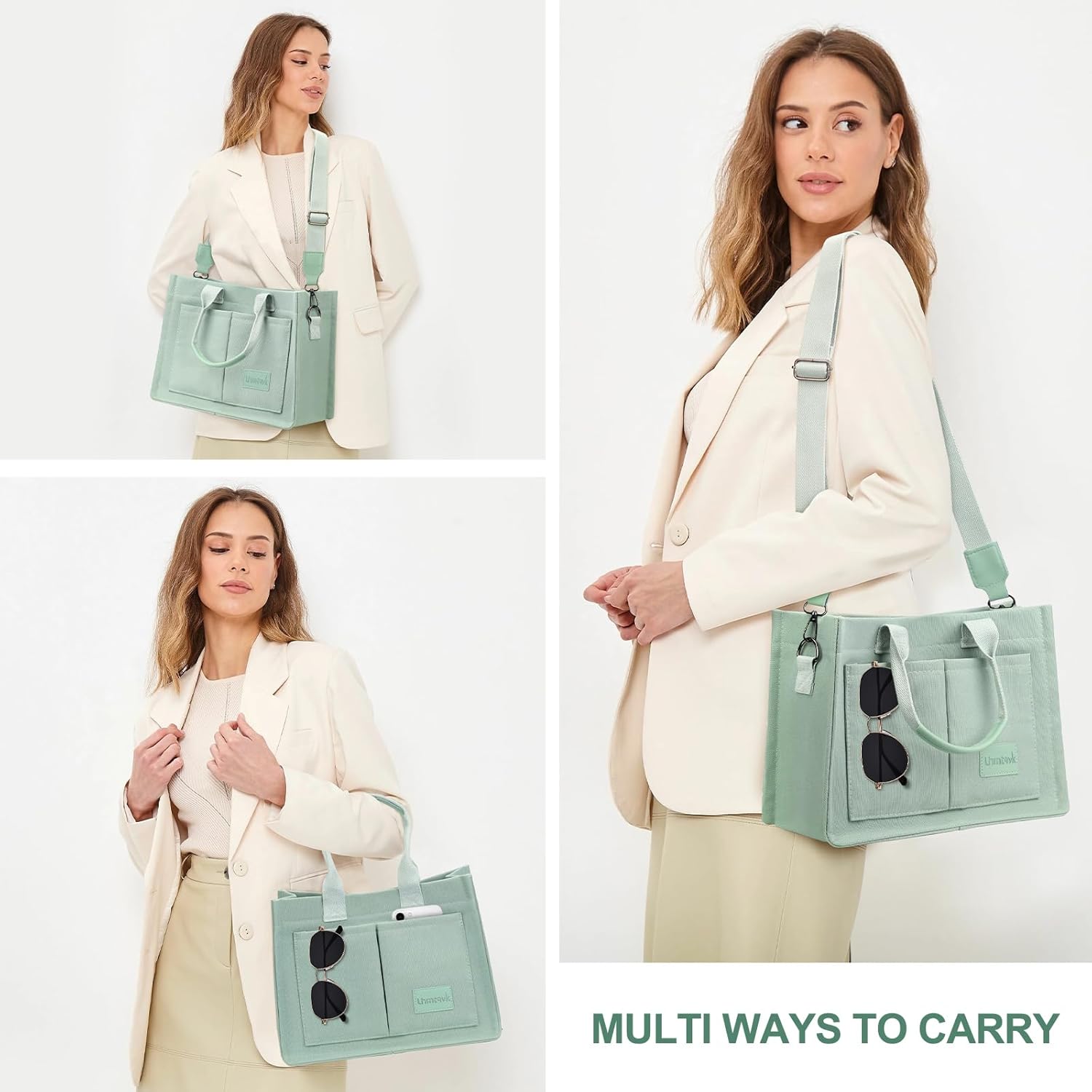 Canvas Tote Bag for Women, Large Work Purses Bible Tote - Image 2