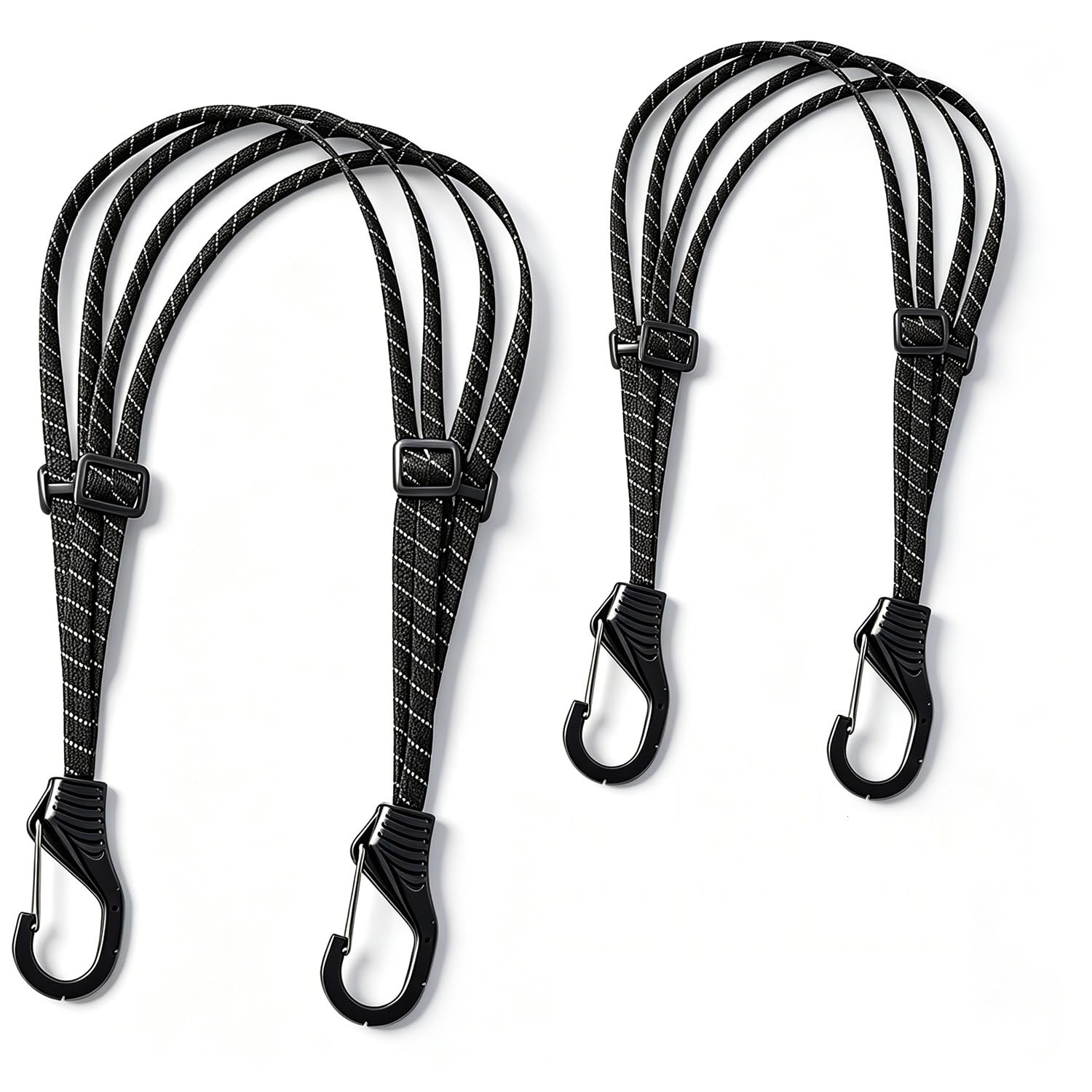 STHIRA® 2Pcs Adjustable Motorcycle Bicycle Bungee Cord for Bike Luggage 60/90cm Elastic Tie Down Straps with Hooks Reflective High Elasticity Webbing Cargo Straps for Motorbike Scooter-image-12