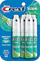 Crest Scope Mint Breath Mist Spray 4-Pack | Instant Fresh Breath On-the-Go | TSA-Approved 0.24oz (7mL) Each