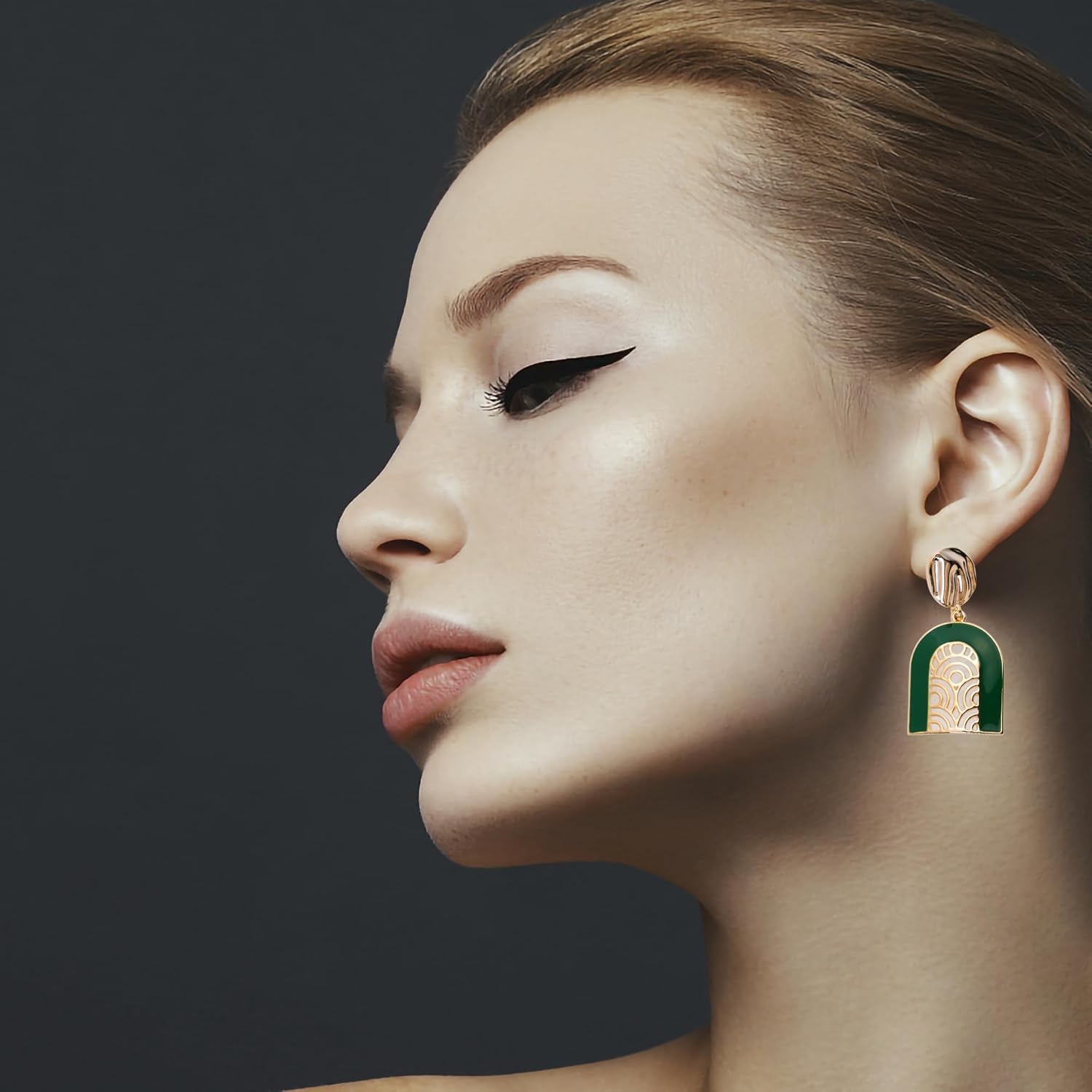 Black White Earrings for Women Sparkly Geometric Dangle Drop Statement Jewelry - Image 2