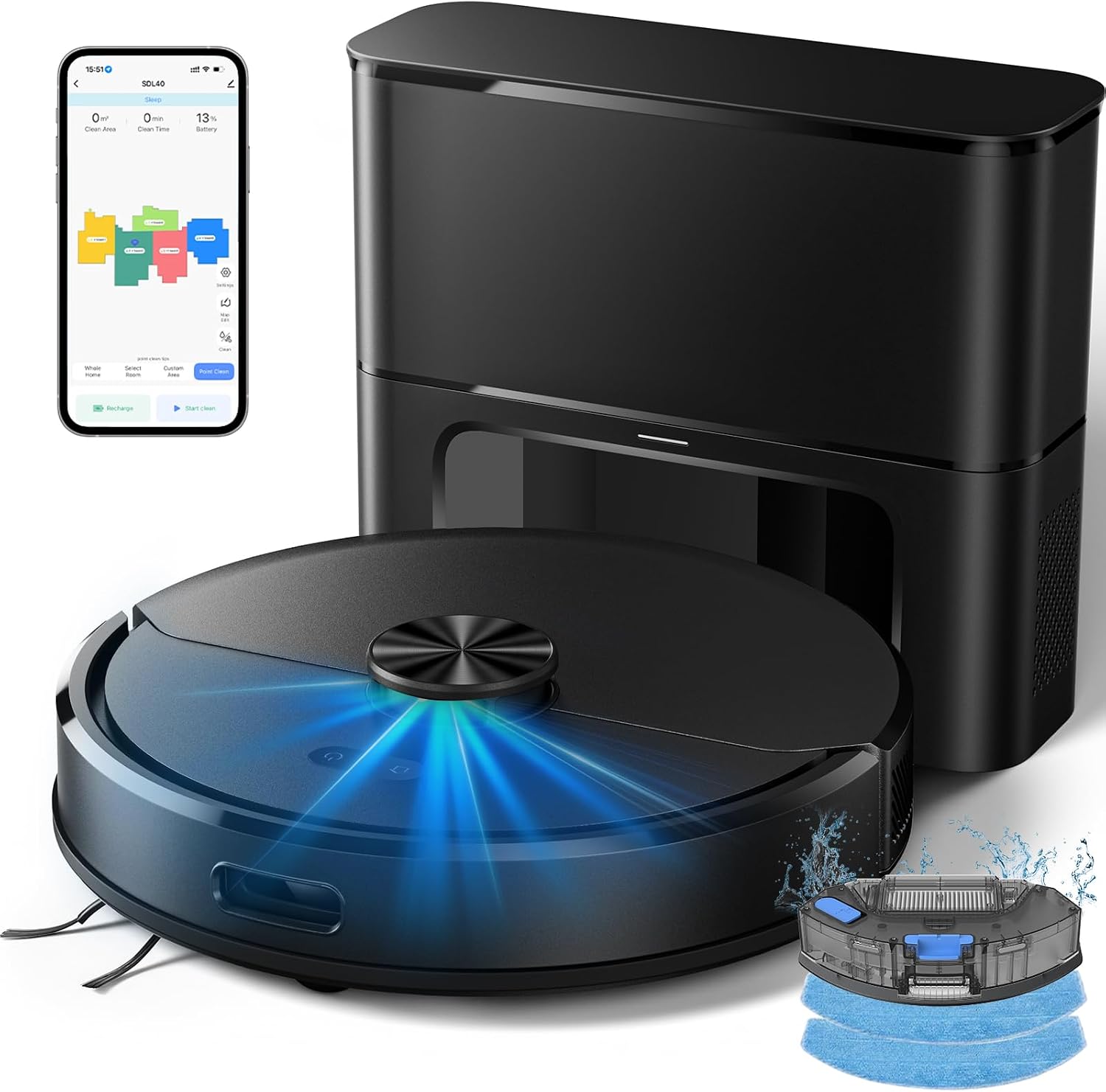 Kilgone Self-Emptying Robot Vacuum Mop for Pet Hair and Hard Floors