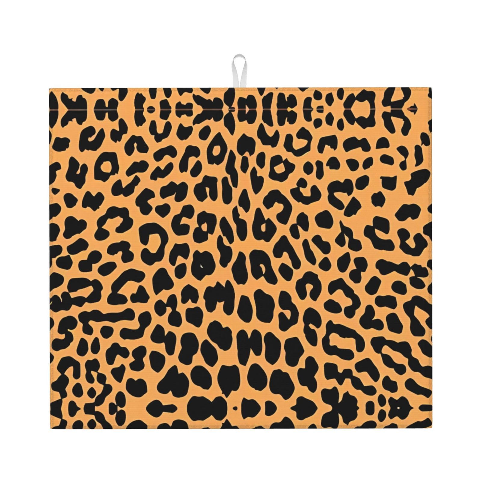 WHJSHOP Leopard print Prints Kitchen Drying Mat – Absorbent Dish Throw for Countertops, Quick-Dry Non-Slip Layer with Colorful Prints, Ideal Housewarming Gift