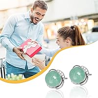 Vista 22 de Jade Earrings Studs,Green Jade Earrings for Women,925 Sterling Silver Earrings Studs for Sensitive Ears,Handmade Jade Earrings for Birthday