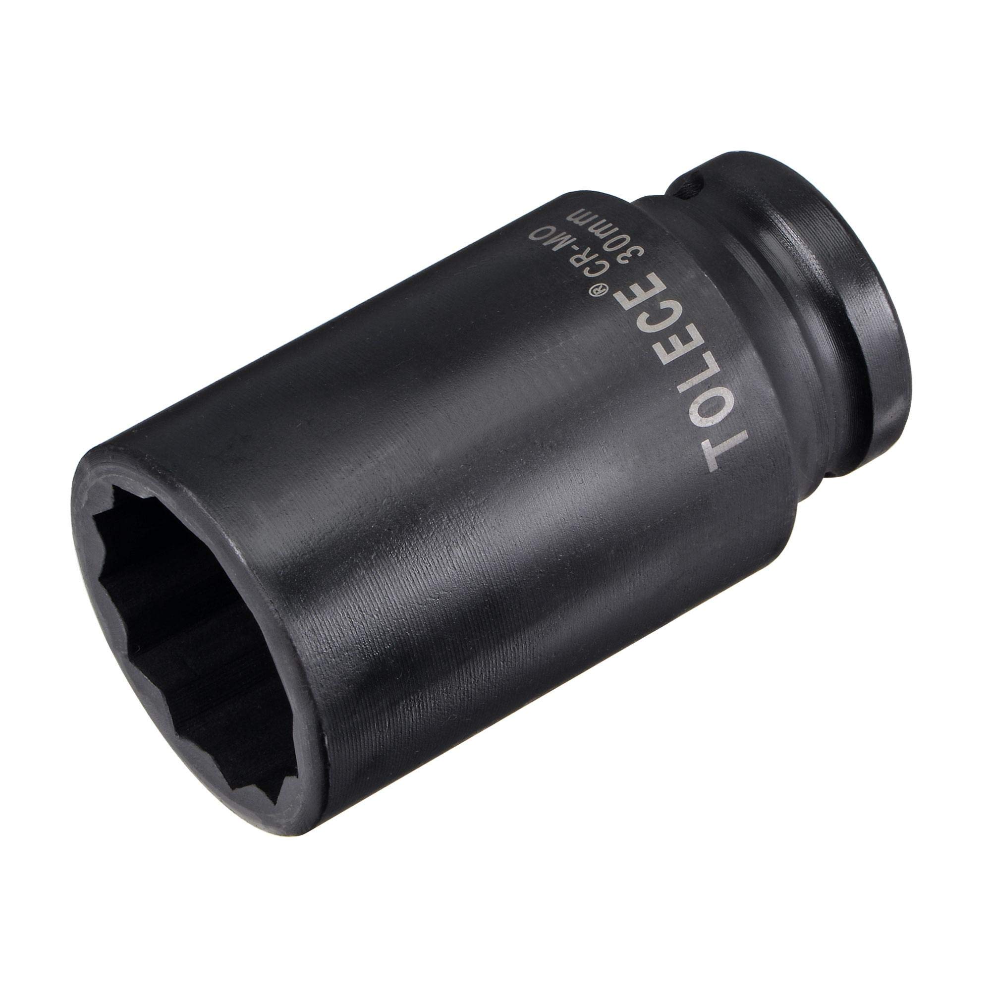 uxcell 1/2-Inch Drive 30mm 12-Point Deep Impact Socket, CR-MO Steel 78mm Length