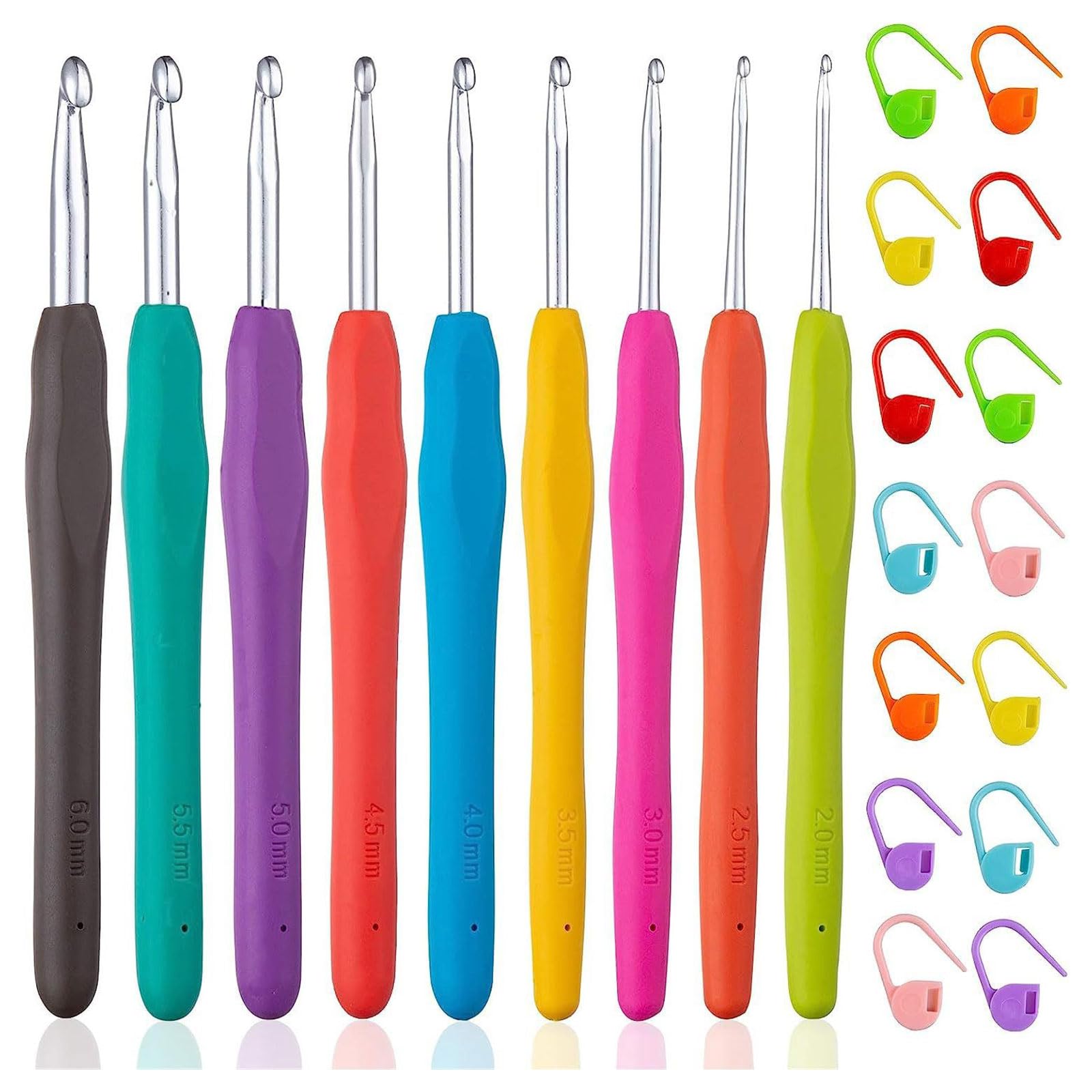 Tsophreniq Needle Set Crochet Hooks Ergonomic Knitting Needle Stitches Marker Sweater Hand Knitting Craft Crochet Hook Set Craft Supplies Accessories Yarn Crafting Tool