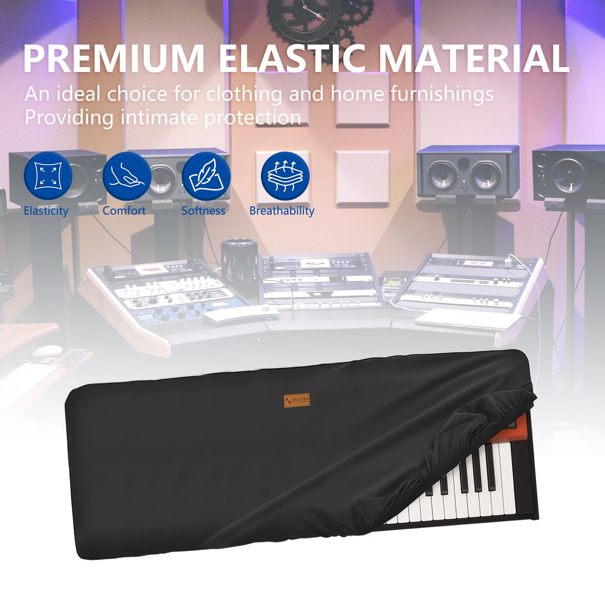Musiin Pro Shield: Ultimate Stretch-fit Chinlon Keyboard Cover - Water & Dust Resistant, Compatible with MODX6 61keys Keyboard Cover