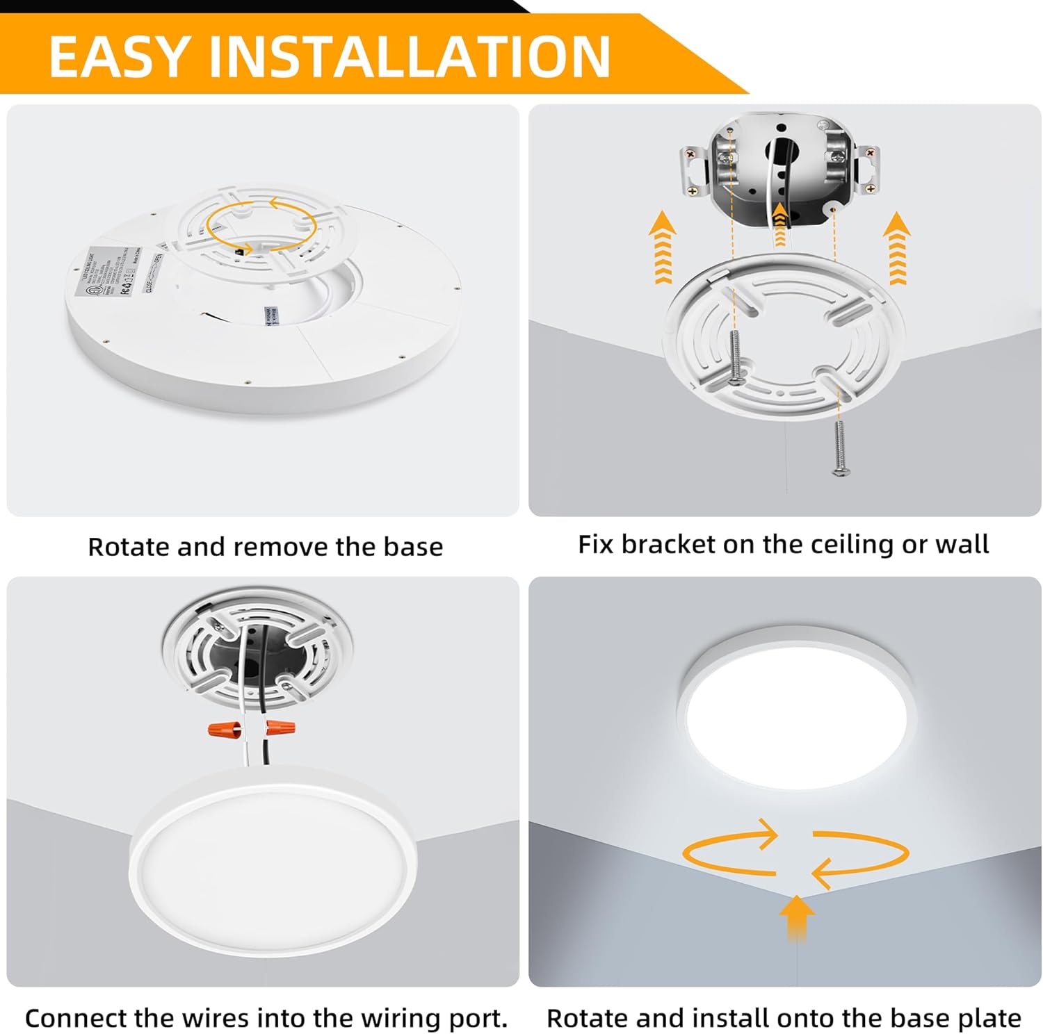 Hlite 4pack 9 Inch Flush Mount LED Ceiling Light Fixture,18W 1800LM Super Slim Light Fixtures Ceiling Mount 3000K/4000K/5000K 3CCT Selectable,Light Fixtures for Kitchen,Bedroom (White)