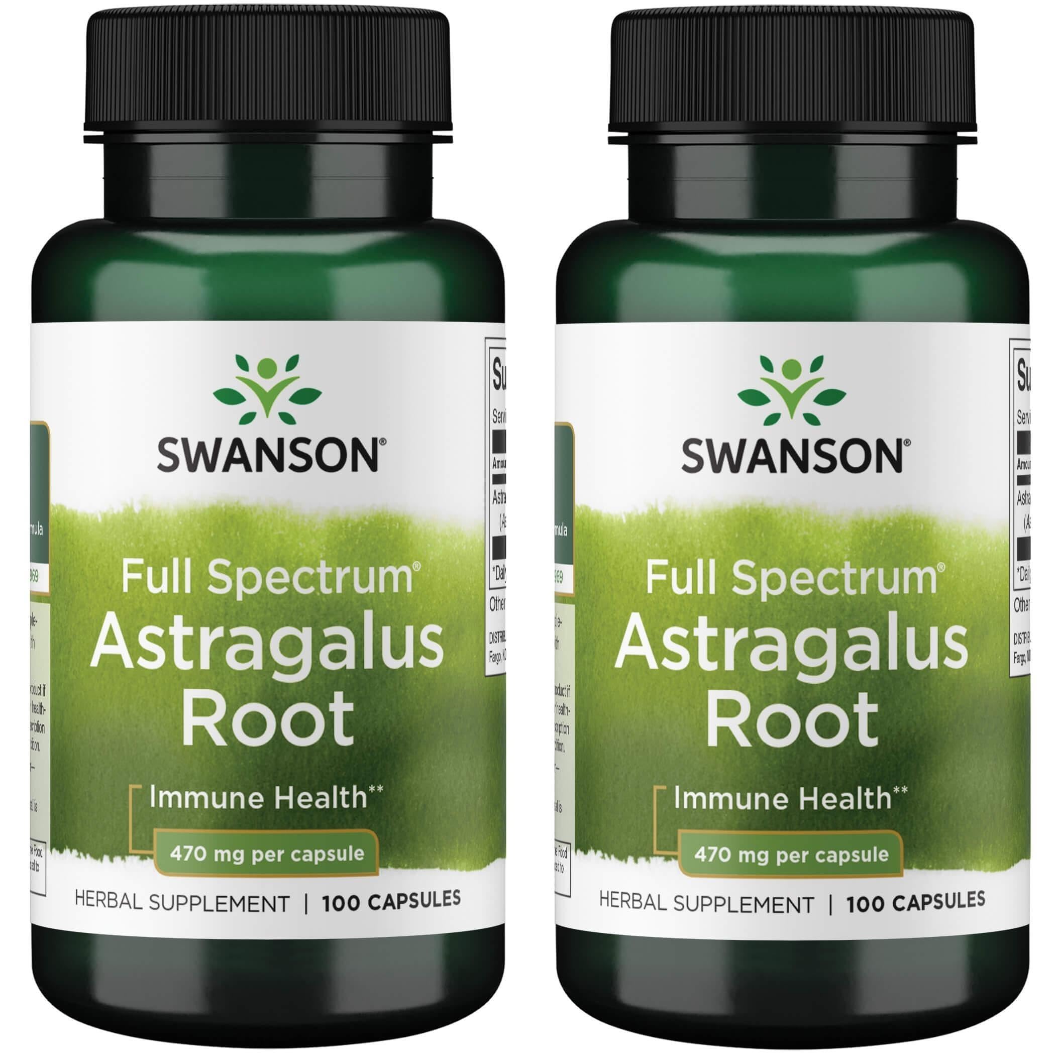 Swanson Astragalus Root, Immune Support, 470 mg, 100 Capsules, 2 Pack 100 Count (Pack of 2)