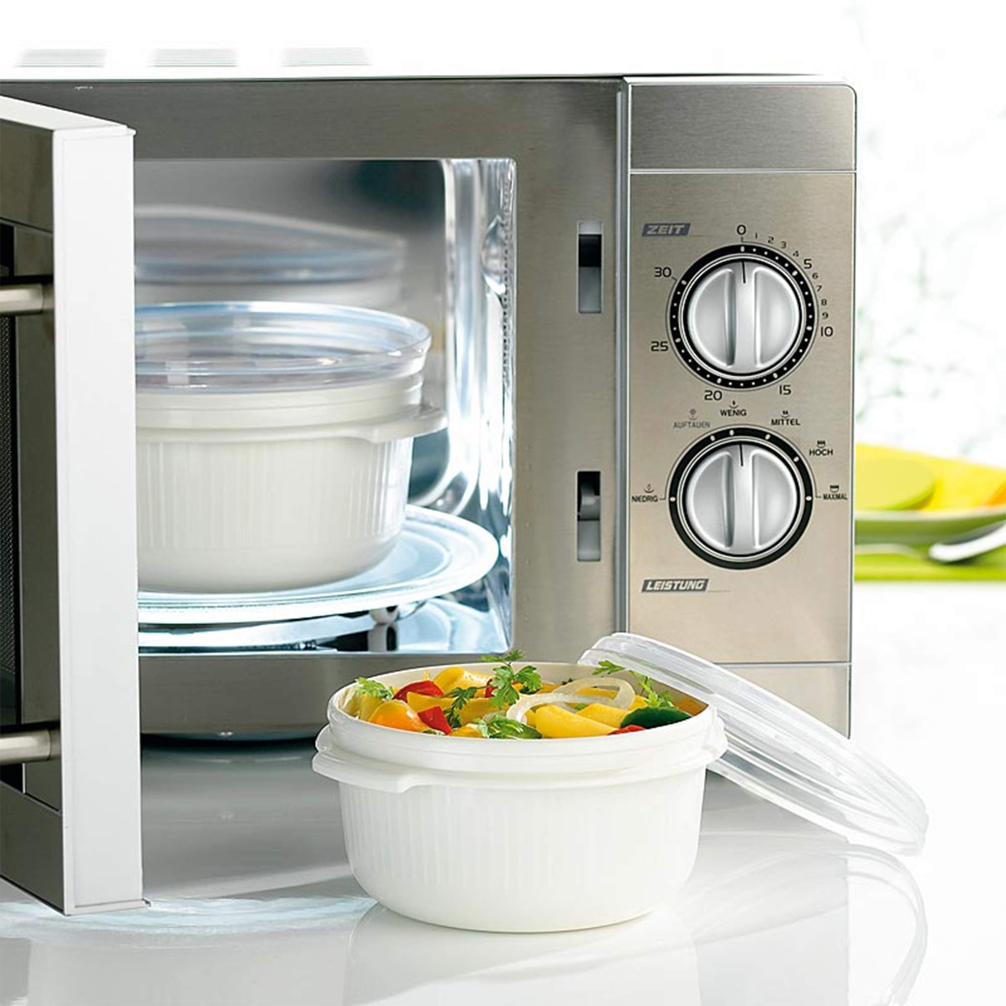Ensemble 3 Plats Micro-ondes EMSA – 0.5/1/1.5 L Avec Couvercle, Blanc, Sans BPA - 5
