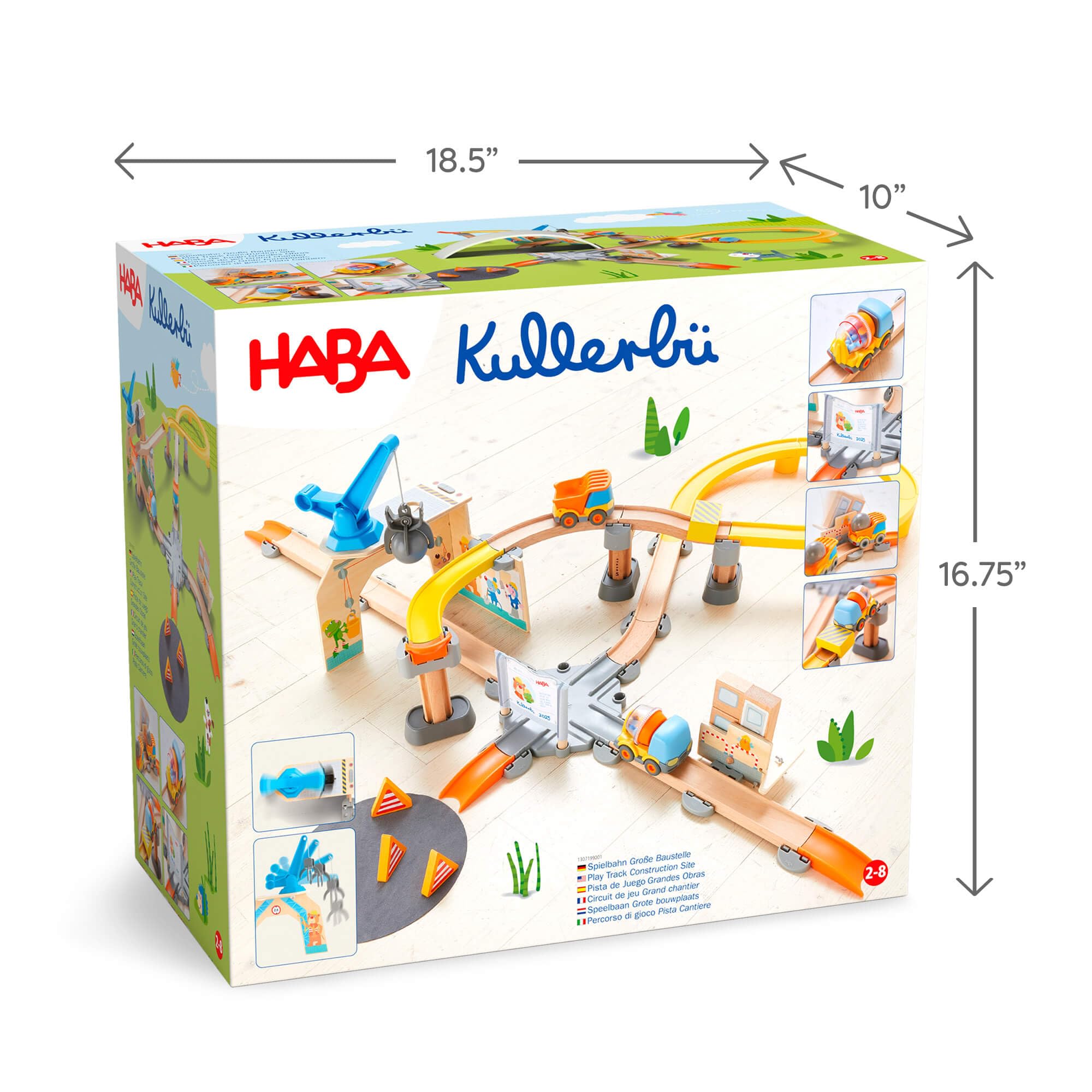 HABA Kullerbü 1307199001 - Pista a sfera in legno colorato con veicoli - Sistema di clic espandibile con 51 parti - Ferrovia in legno alternativa per bambini dai 2 anni in su, 1307199001