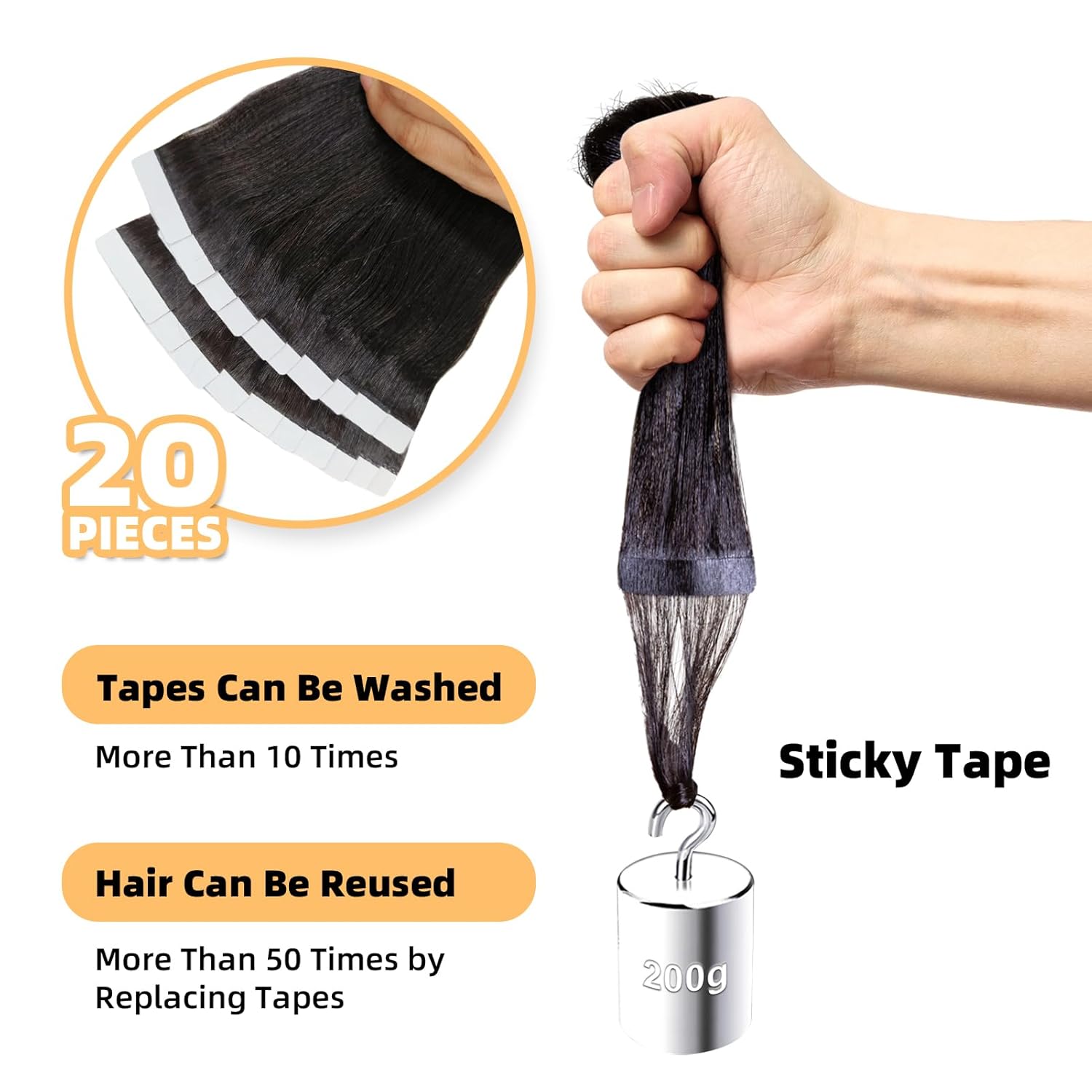 Clytie Light Yaki Straight Tape ins for Black Women Human Hair, Raw Kinky Straight Tape in Hair Extensions for Black Girl Salon Dyeable Reusable Tape on 50g 20 PCS 14IN Natural Black With Brown Tone