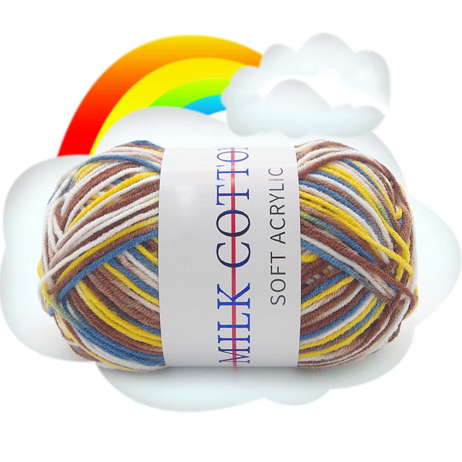 4PCS 50g Knitting Rainbow Wool Yarn Bright Gradient Colorful Super Soft Durable Milk Cotton Chunky Yarn for Crochet DIY Gloves Jumpers Scarf Sweaters Wool Cap (20 Balls,Color 4)