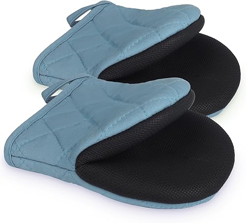 Miniatura 1 de 1 par de manoplas cortas para horno, de silicona resistentes al calor, para cocina, 500 grados, superficies de agarre antideslizantes y guantes de