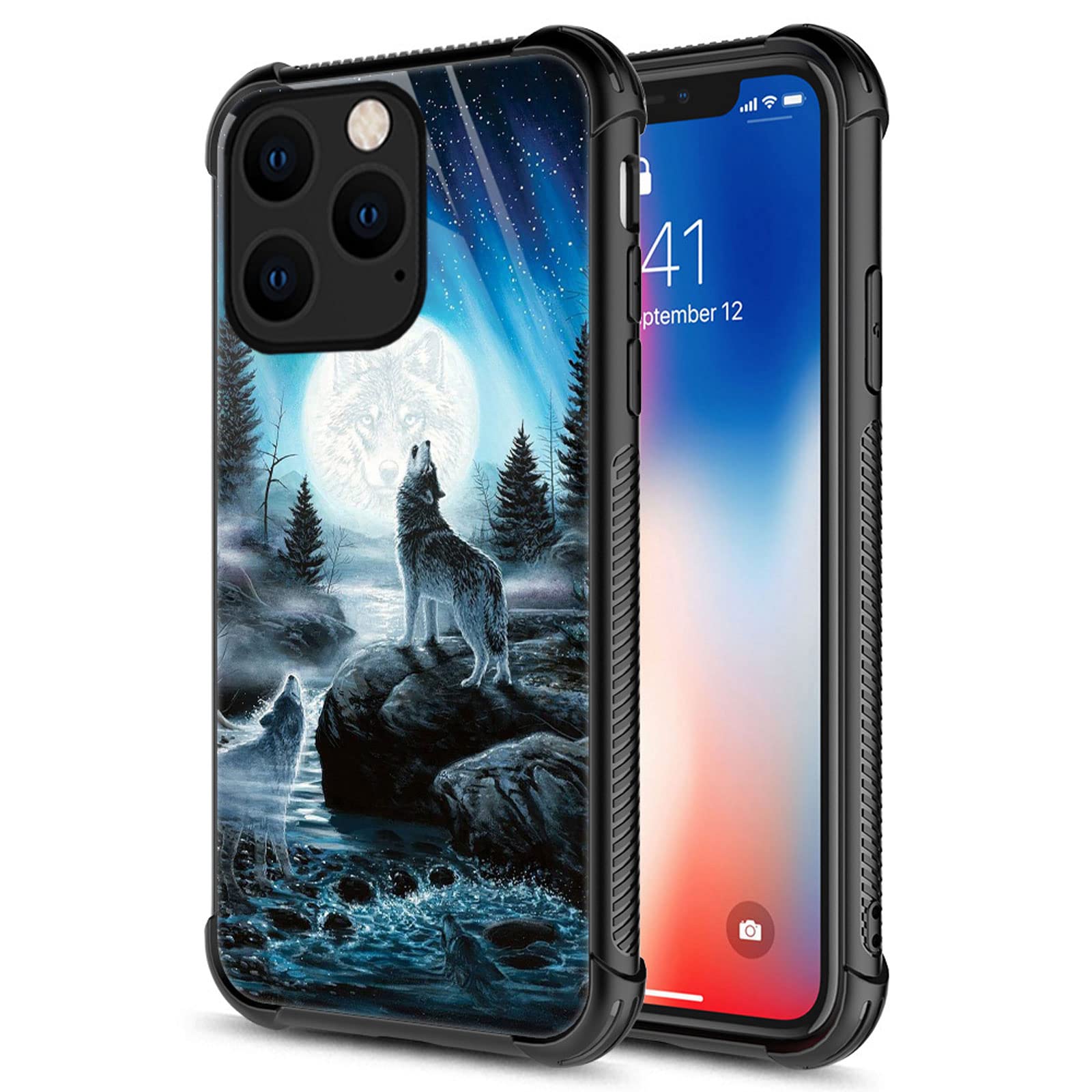 CARLOCA Compatible with iPhone 14 Pro Max Case,Star Howling Wolfs Graphic Design Shockproof Anti-Scratch Drop Protection Case for iPhone 14 Pro Max