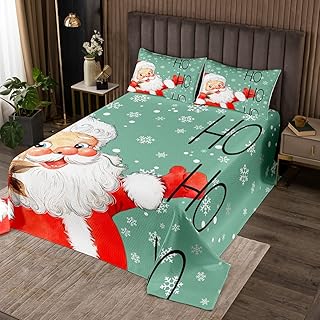 Homewish Santa Claus Bedspread Set Queen Size for Kids,Boys Girls Xmas Theme Quilt Set Xmas Theme Bedspread Coverlet Christmas Bedspread 3 Piece Decorative Bedding Quilted with 2 Pillow Shams