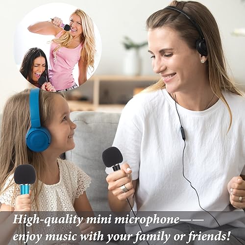 Miniatura 4 de Mini micrófono de 5 piezas para grabación de voz, karaoke portátil y chat compatible con teléfono inteligente, iPhone, iPad, portátil