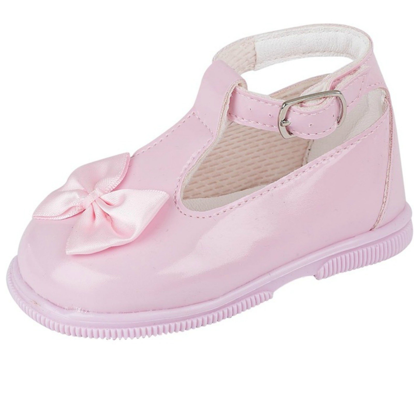 Early Days Baby Girls Patent First Walker Ankle Strap t-bar with Matching Satin Bow