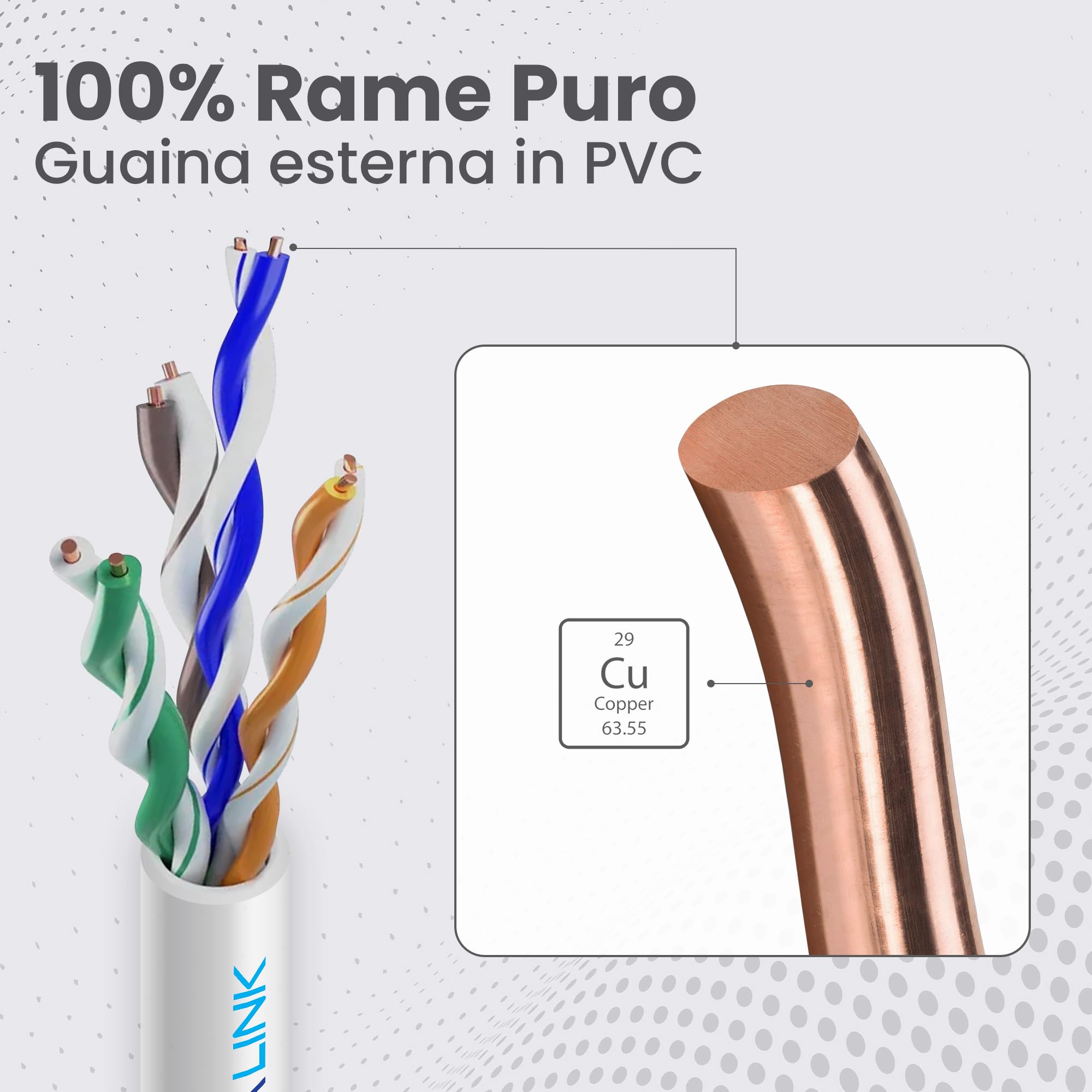 EXTRALINK Cavo Ethernet Interno 100m Cat5e U/UTP LAN AWG24 – 100% Rame Puro, Compatibile PoE, Fino a 1 Gbps, Guaina in PVC Flessibile, Facile da Installare per Reti Domestiche e Professionali
