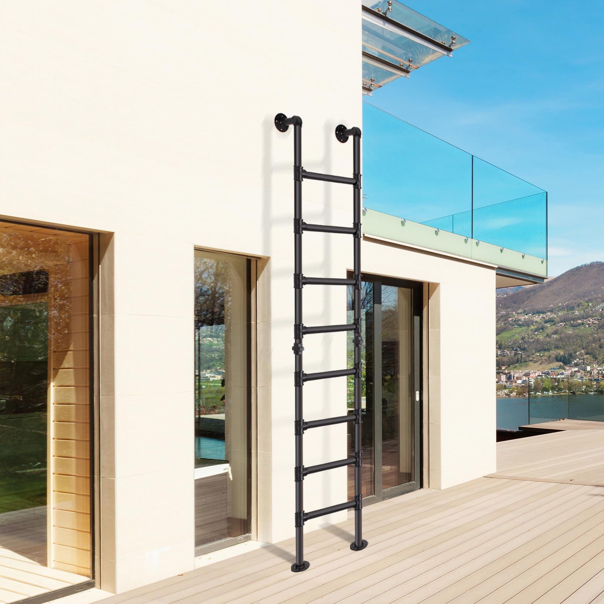 Escalera de litera para ático y dormitorio, peldaños seguros de pared a suelo
