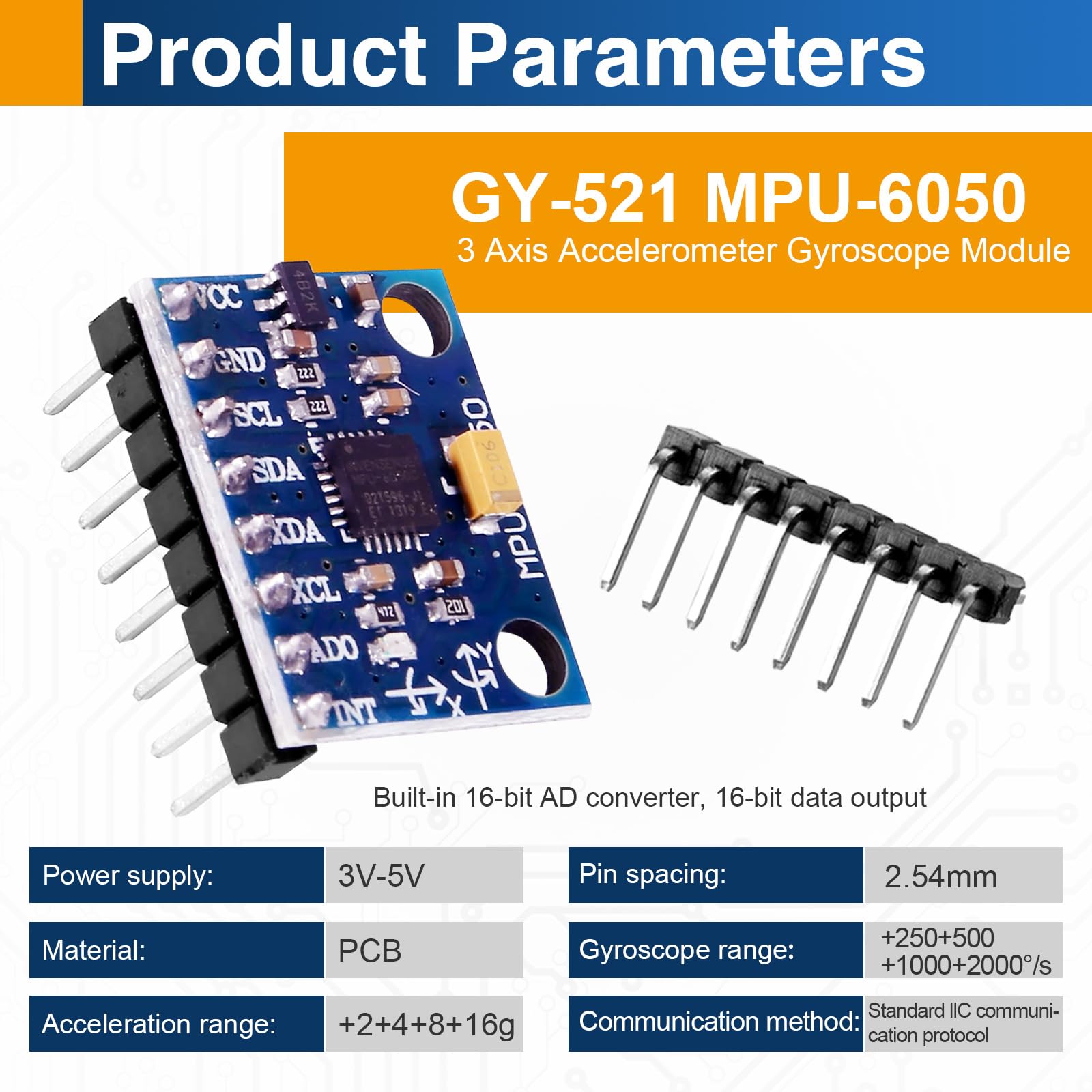 MPU-6050 Moduł czujnika 3-osiowy akcelerometr i żyroskop