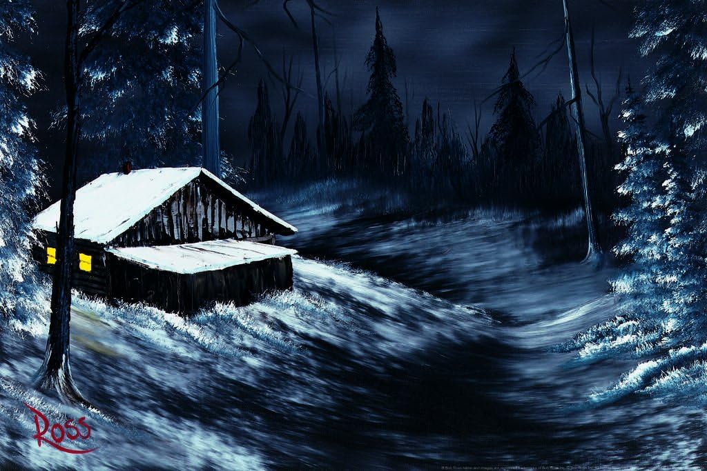 Bob Ross Winter Night Cool Wall Art Print Poster 36x24