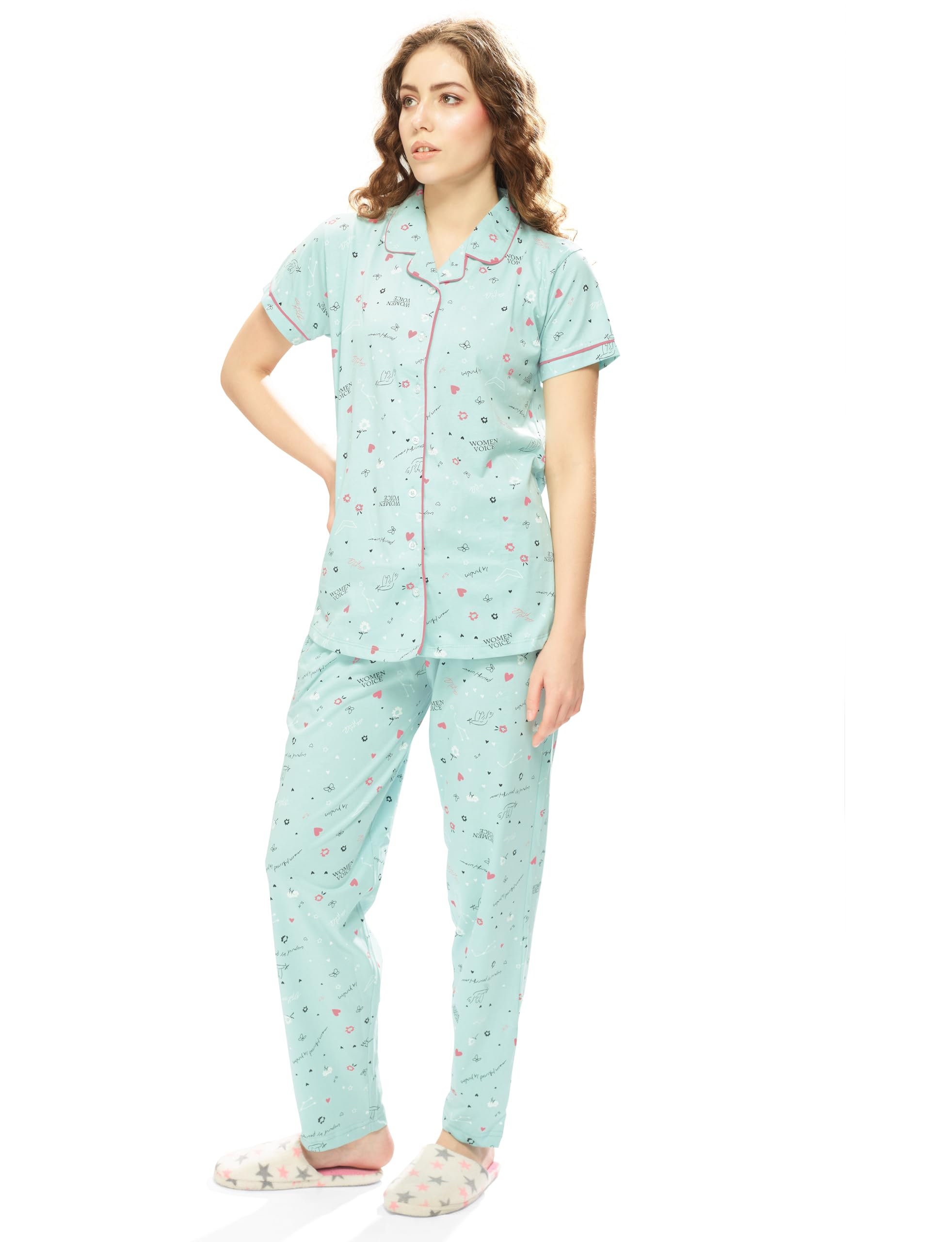 weet Women's Cotton All Over Printed Shirt & Payjama Nightsuit Set-picture-12