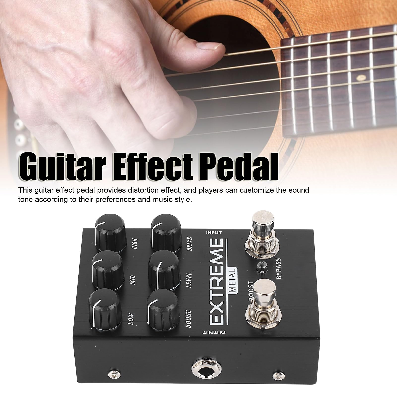 POENVFPO Chitarra elettrica Effetto distorsione del pedale Sintetizzatore Controllo realistico del tono per musicista metallo