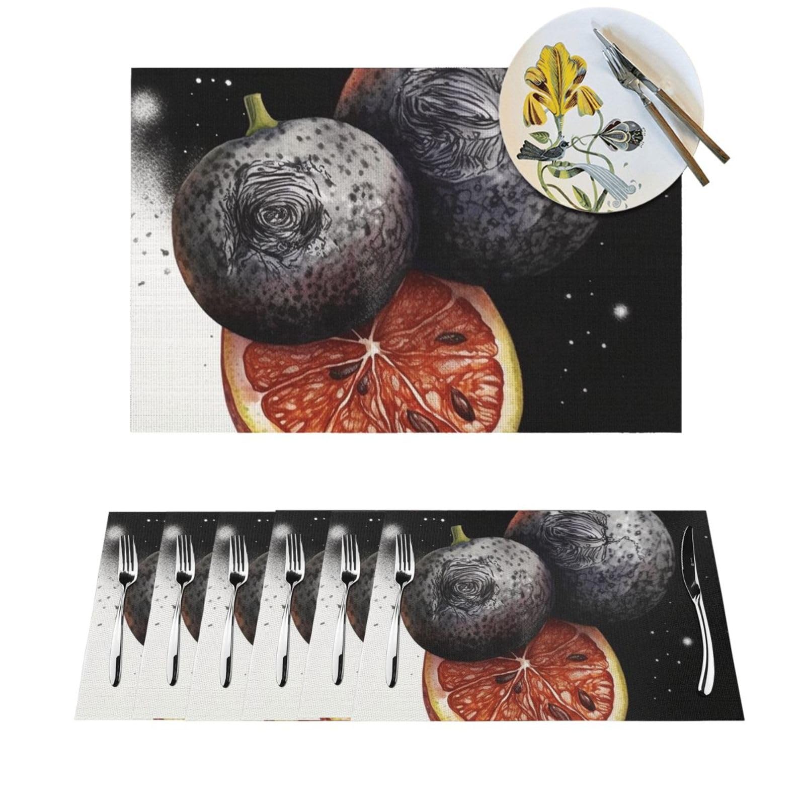 Set de table lavable antidérapant et résistant à la chaleur en PVC tissé x4