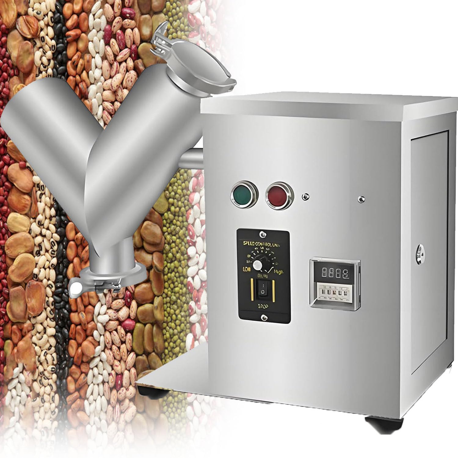 Impastatrice elettrica, impastatrice elettrica per polveri, impastatrice automatica a V, impastatrice commerciale in acciaio inox da 2 litri per laboratorio e industria alimentare